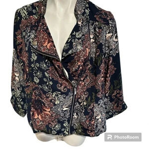 CJ Banks Floral Jacket Side Zipper Lightweight